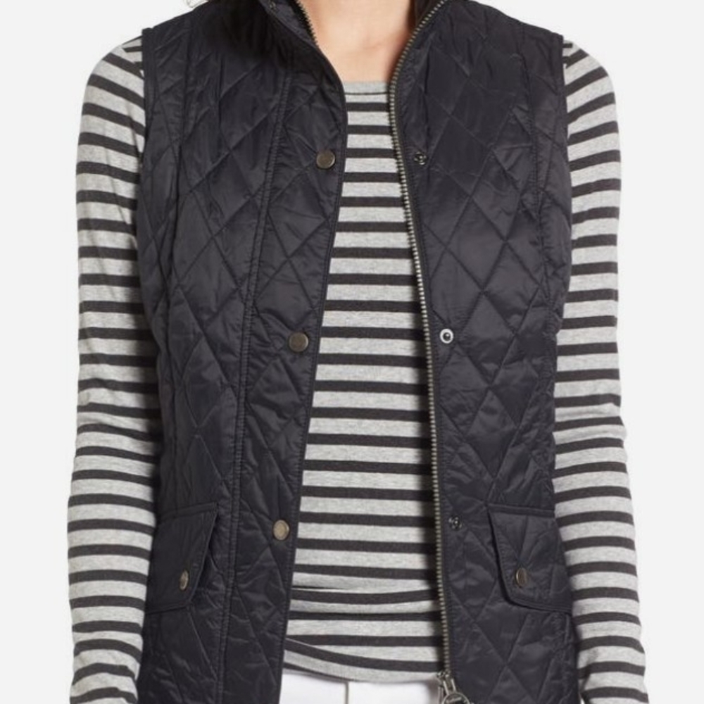 Ladies Barbour Black Sz12 Quilted Calvary Vest